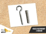 Steel hook with wall plug for masonry mounting, ideal for securing sun sails.