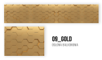 Golden balcony screen with a luxurious 3D honeycomb pattern, modern custom-made design.