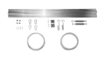 Set de montare pentru roletă romană orizontală din PVC: tuburi de rigidizare, cabluri de oțel, carabinieri, șuruburi și întinzătoare.