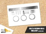Set de montaj pentru jaluzea romană orizontală mică din PVC: tuburi, cabluri de oțel, carabinere și întinzătoare.