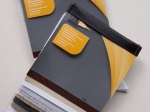 Professional Shade4you PVC material and fabric samples in a swatch book for selecting sun protection options.