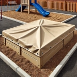 Beige maßgeschneiderte strapazierfähige Sandkastenabdeckung mit Metallösen