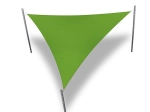 Voile d'ombrage triangulaire imperméable premium 3,5x3,5x3,5 m verte montée sur poteaux.