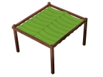 Green waterproof retractable sail 2.5x5 m mounted on a wooden garden pergola structure.