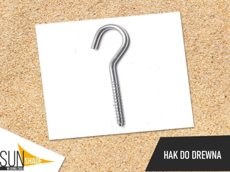 Metal screw-in wood hook, ideal for mounting in wood, by Sunshade.