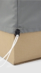 Husă de protecție gri pe măsură din material rezistent, echipată cu un șnur elastic cu opritor.