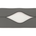 Housse grise pour coussins de jardin avec fermeture éclair ouverte sur fond blanc.