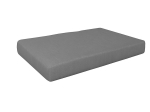 Housse de protection grise rectangulaire pour coussins de jardin en tissu lisse et résistant.