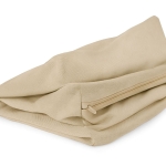 Housse de coussin de jardin beige sur mesure en matériau résistant avec fermeture éclair fonctionnelle.