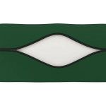 Housse verte pour coussins de jardin en tissu durable avec fermeture éclair noire visible.
