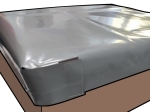 Sølvfarvet presenning til trailer skræddersyet, fremstillet af holdbart og vandtæt PVC-materiale.