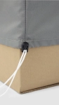 Grey custom-made protective cover made of durable material, equipped with an elastic drawstring with a stopper.