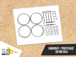 Mounting kit for sun sail on metal structure with ropes, turnbuckles and carabiners.