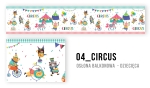 Balkonscherm voor kinderen in dessin 04_CIRCUS met illustraties van circusdieren, zoals een beer, leeuw en wasbeer.