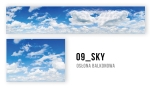 Balkonscherm op maat met print van blauwe lucht en witte wolken, patroon 09_SKY.
