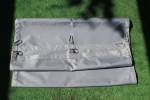 Waterproof grey gazebo strip 0.4x5 m with metal carabiners, laid out on the grass.