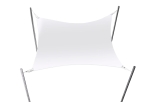 White square premium waterproof garden sail sun shade 4x4 m mounted on four poles.