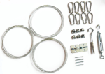 MIXED mounting kit for triangular sun sails including steel wire ropes, carabiners and a turnbuckle.