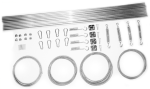 Komplettes Montageset für Raffrollos mit Stäben, Schnüren, Karabinern, Schrauben und Spannern.