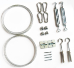 Set MIXT pentru montarea velelor parasolare retractabile: cabluri de oțel, întinzătoare, carabiniere, suporturi și dibluri.