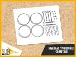Mounting kit for square and rectangular sun sails to metal with ropes and hardware.