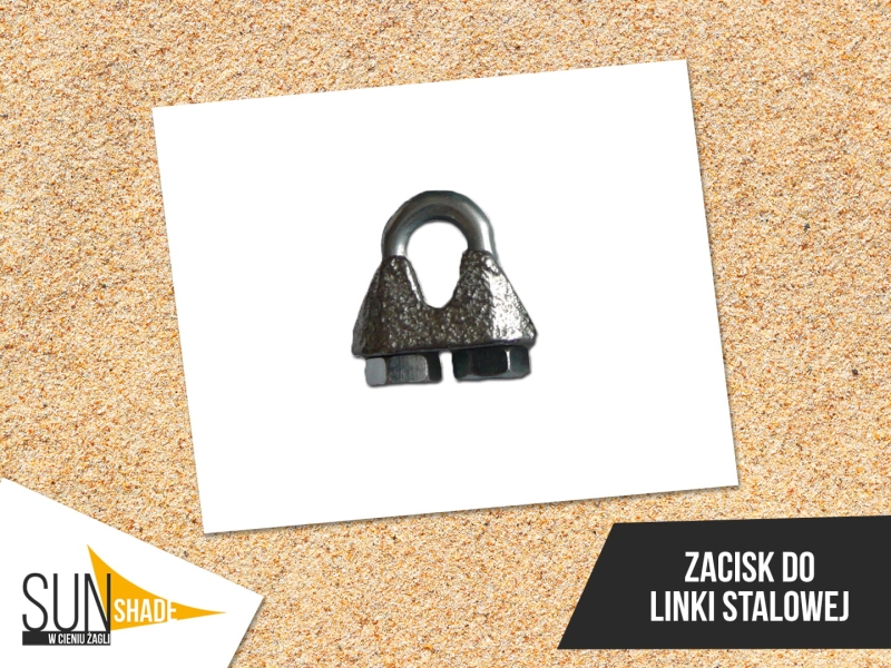 Robust metal wire rope clamp with two nuts on a white background.