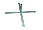 Metal cross base for advertising sail, stable stand with a vertical pin on a white background.