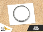 Silver steel cable in transparent PVC coating arranged in a circle on a white background. SunShade mounting accessory.